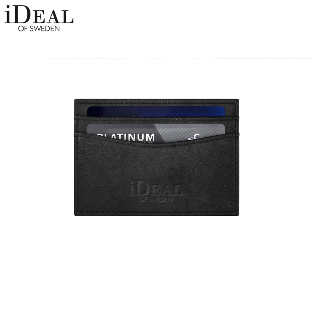 Kartenhalter Como Leder Portemonnaie für 4 Visitenkarten oder Bankkarten (IDCH-COM-01) - Schwarz