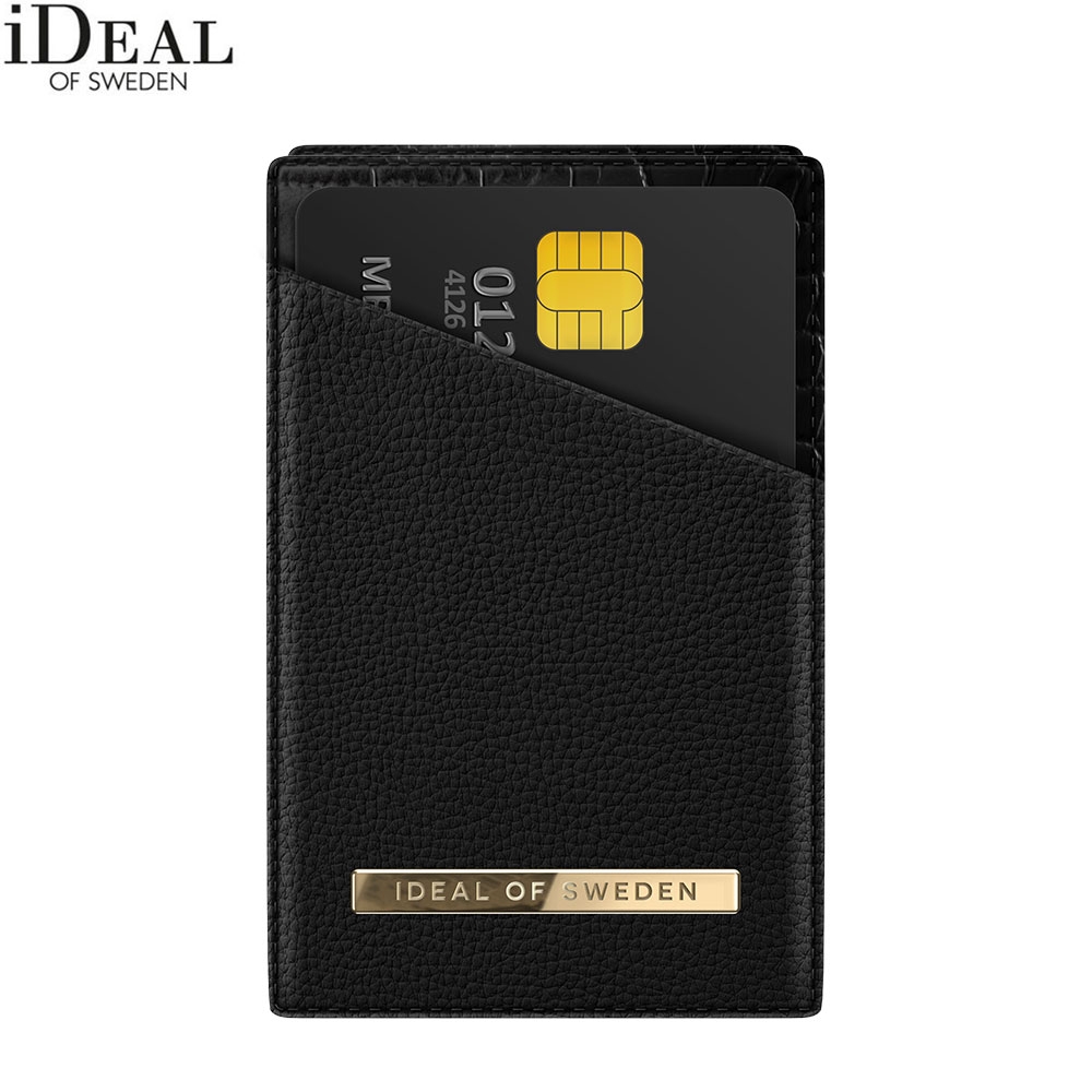 Magnetische Leder Etui Kreditkarten Halterung (IDMCH-212) - Nightfall Croco (Schwarz)