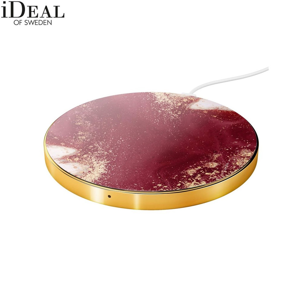 Qi Induktionsladegerät Wireless Ladestation 10W (IDFQI-149) - Golden Burgundy Marble
