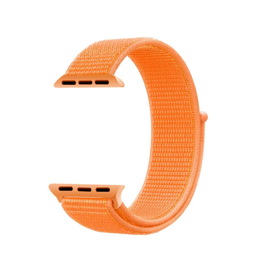 Image of (Gr. L) Changee - Apple Watch (45/44/42 mm) Nylon Klettverschluss Ersatz Armband (Gelenkumfang 176 - 249mm) - Orange bei Apfelkiste.ch