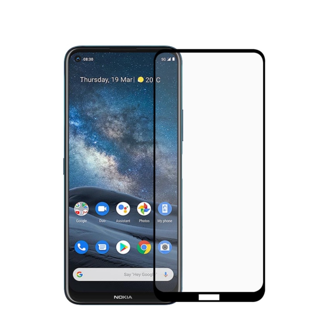 Image of Nokia 8.3 5G Full-Screen Vollbild Glas Display Schutz mit Rahmen 0.3mm - Schwarz bei Apfelkiste.ch