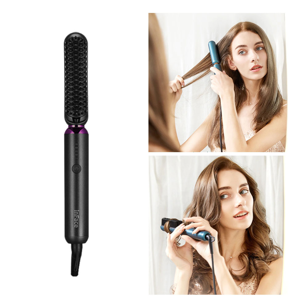 Image of InFace - ION Hairbrush Glättbürste 2in1 Glätteisen und Lockenstab mit Ionen-Technologie - Schwarz bei Apfelkiste.ch
