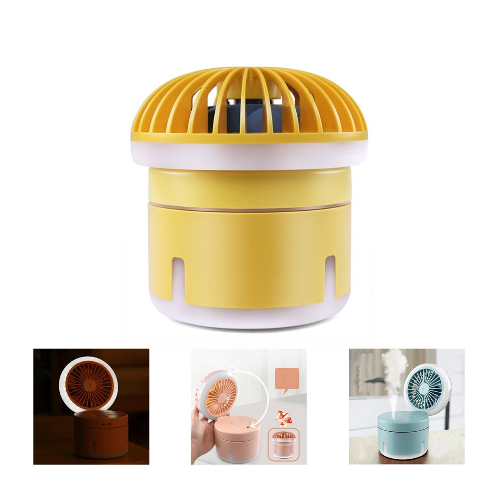 Intelligenter USB Luftbefeuchter Ventilator mit LED Lampe und Mini Lüfter - Gelb
