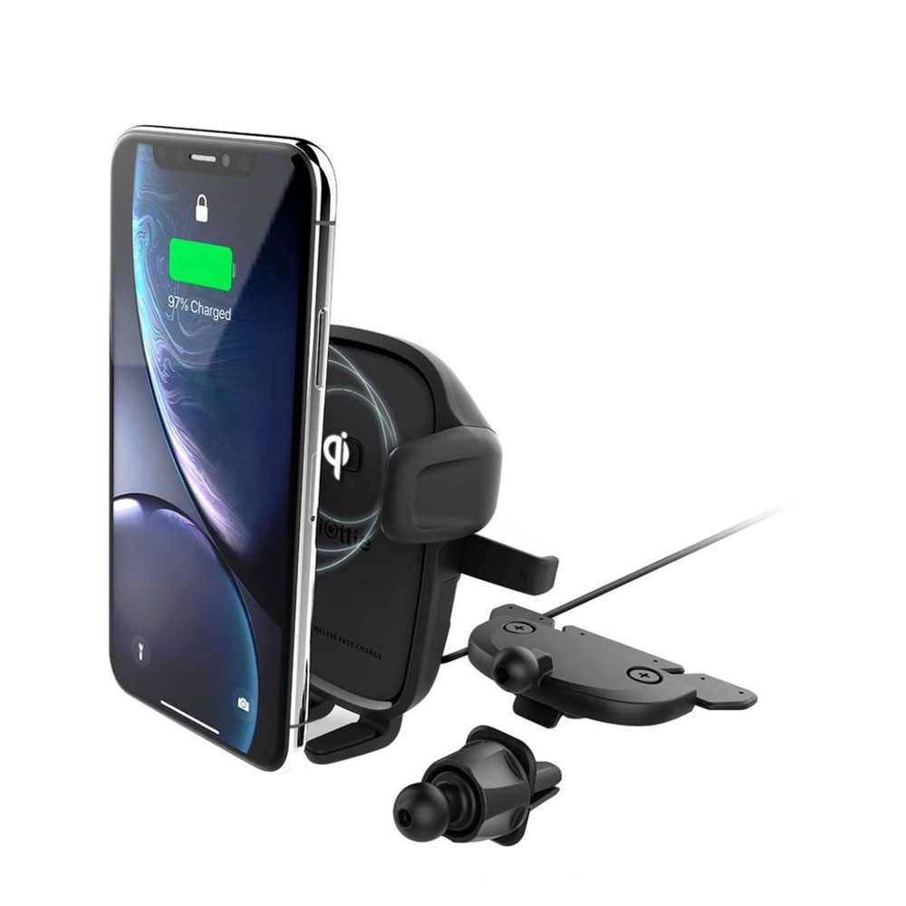 Image of iOttie - 2in1 Easy One Touch 2 (10W) Qi Wireless Fast Charging Auto KFZ Halterung Lüftungsgitter + CD Slot Schacht (HLCRIO143) - Schwarz bei Apfelkiste.ch