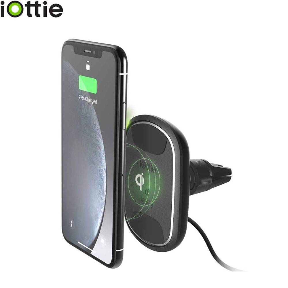 iTap 2 10W Qi Wireless Auto KFZ Halterung für Lüftungsgitter + 2.4A KFZ Schnellladegerät (HLCRIO138) - Schwarz