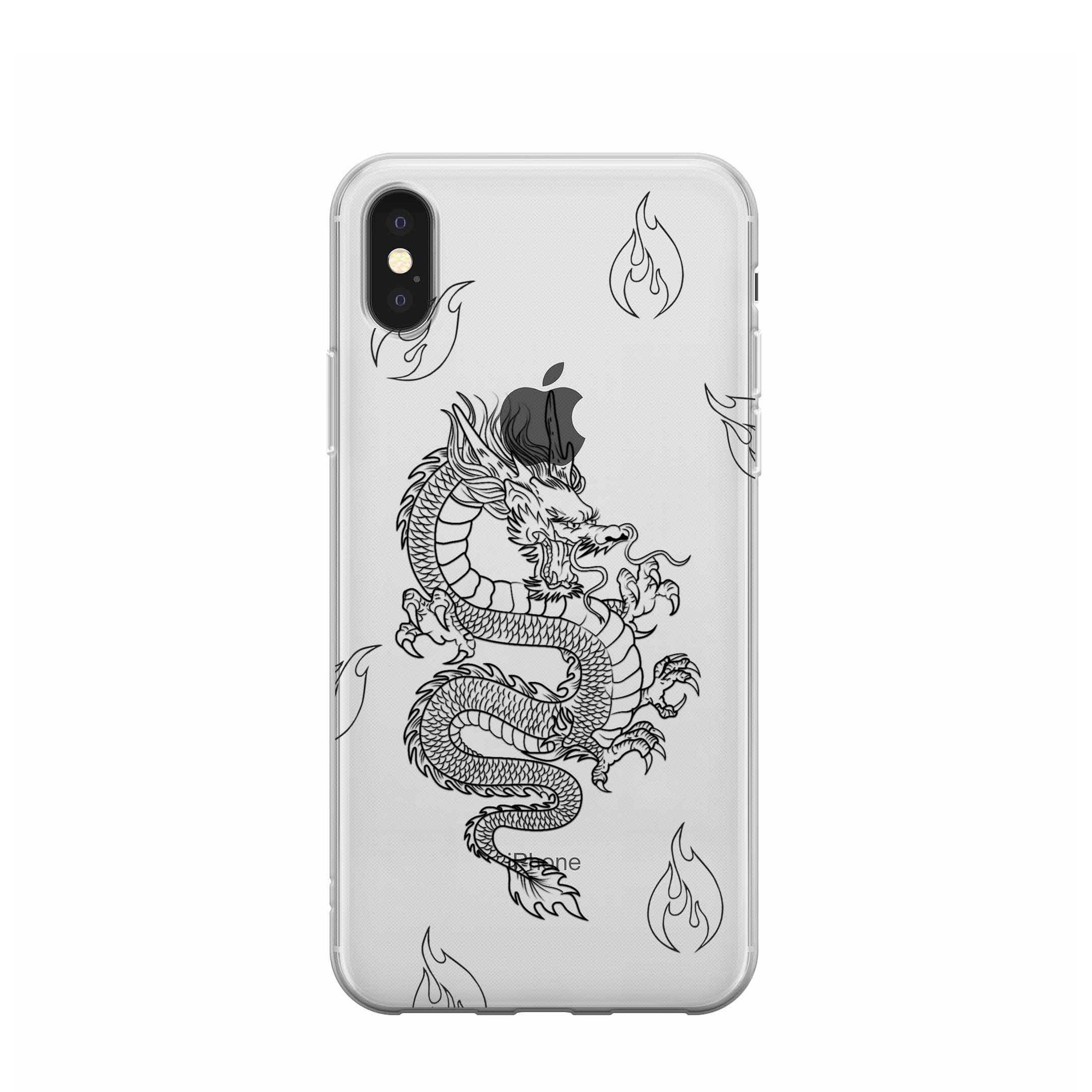 Image of Apfelkiste - iPhone Xs / X Gummi Schutzhülle Dragon - Schwarz / Transparent bei Apfelkiste.ch