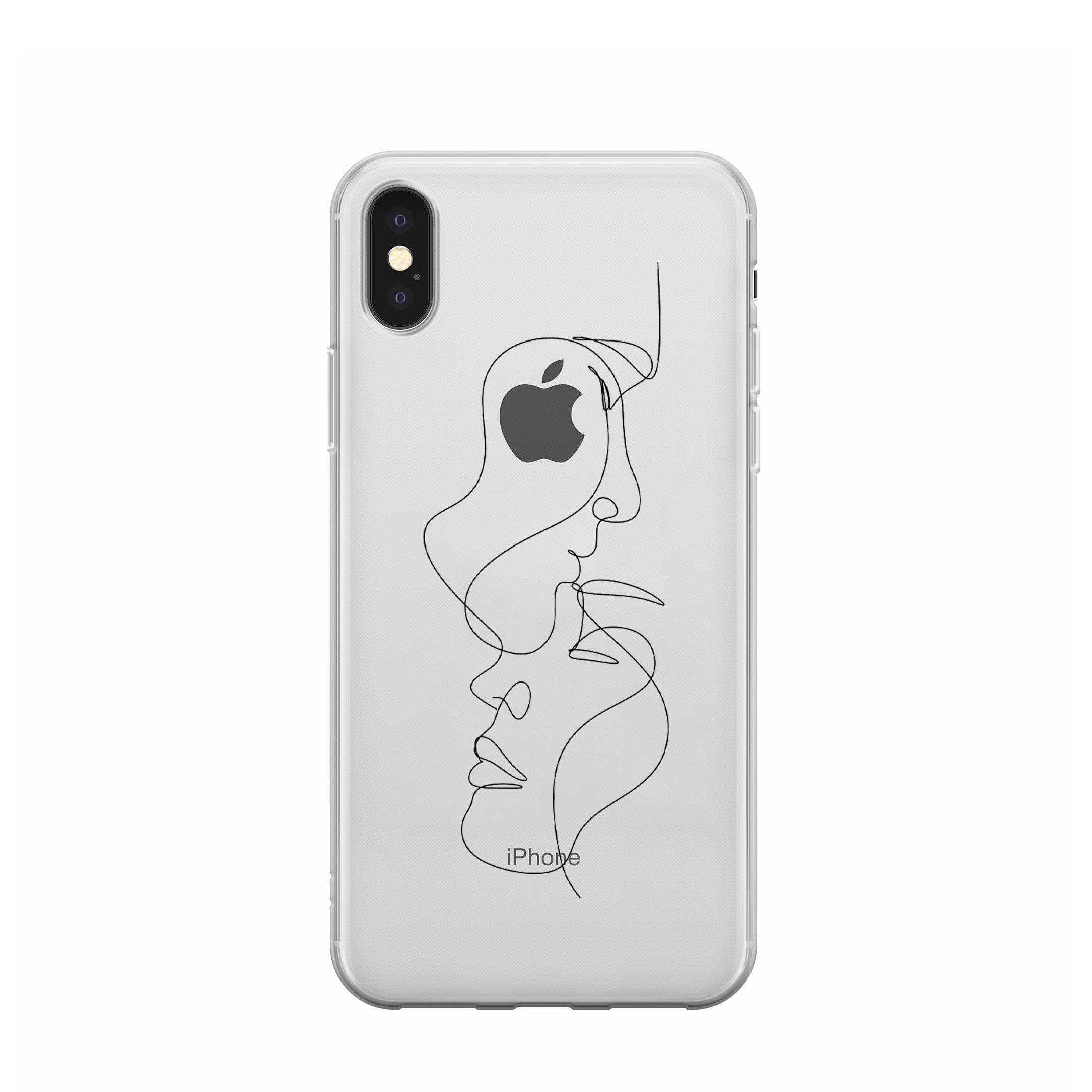 Image of Apfelkiste - iPhone Xs / X Gummi Schutzhülle Modern Art Love - Schwarz / Transparent bei Apfelkiste.ch