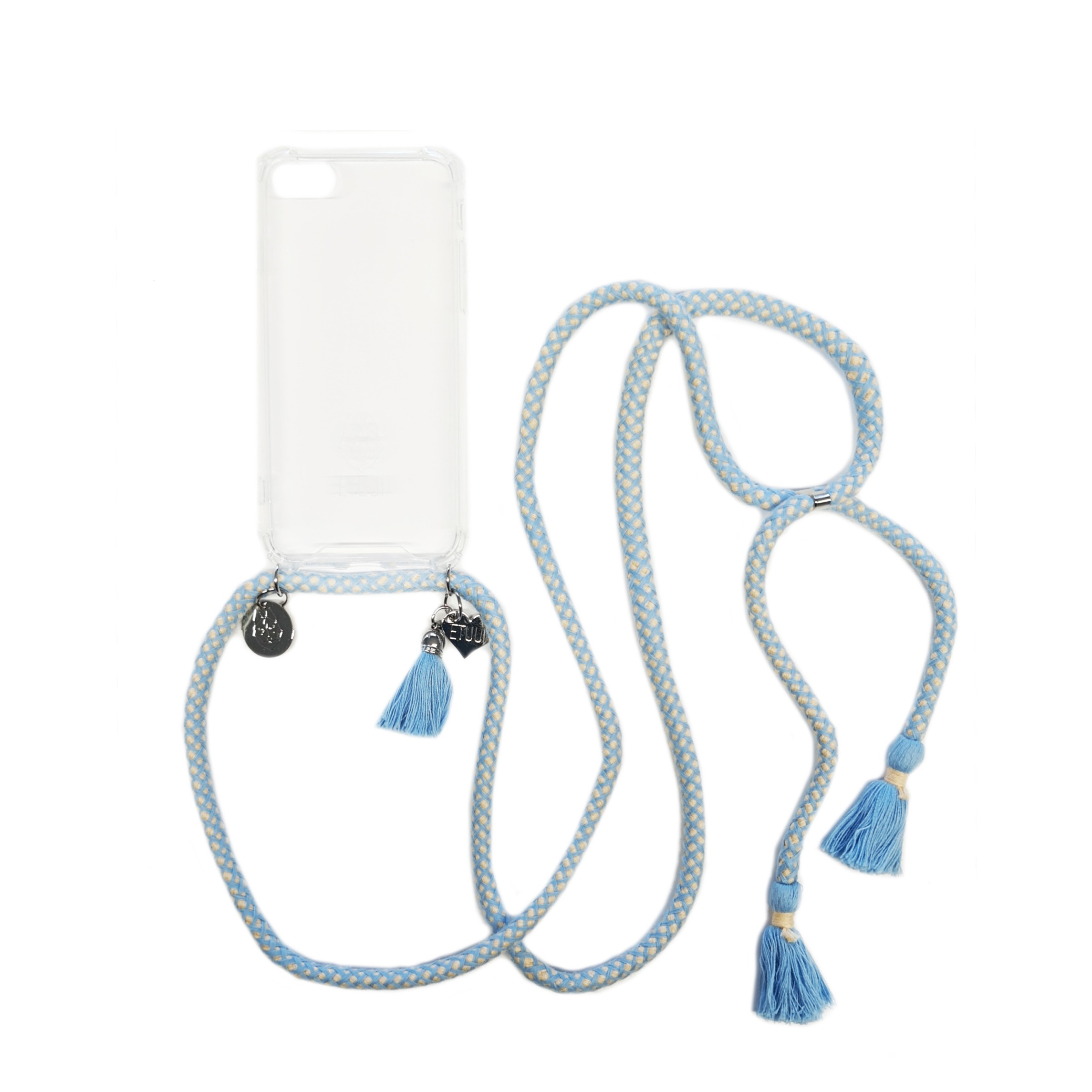 Image of ETUUI - iPhone SE (2022/2020) / 8 / 7 / 6S Necklace Hybrid TPU Hülle Air Cushion Fallschutz + Handykette (bubble-7-8-se) - Hellbau bei Apfelkiste.ch