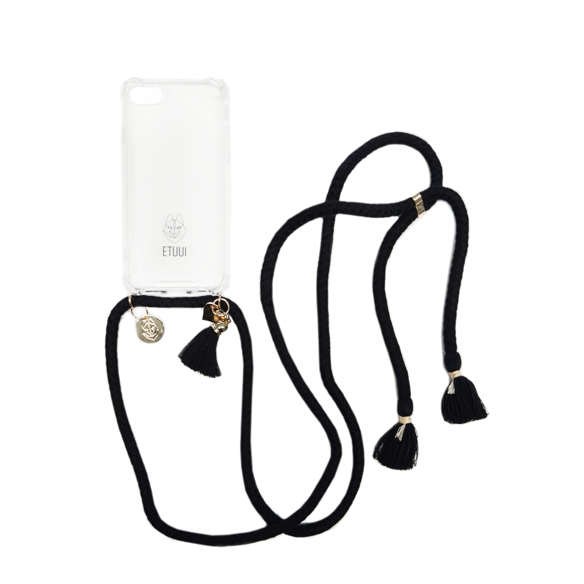 Image of ETUUI - iPhone SE (2022/2020) / 8 / 7 / 6S Necklace Hybrid TPU Hülle Air Cushion Fallschutz + Handykette (naomi-78) - Schwarz bei Apfelkiste.ch