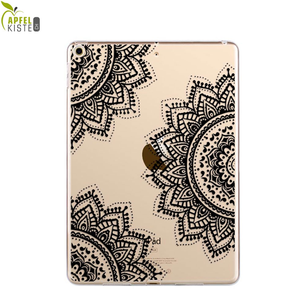 © - iPad 10.2" (2020/2019) Gummi Case Hülle Ultra Thin Henna Mandala - Transparent / Schwarz