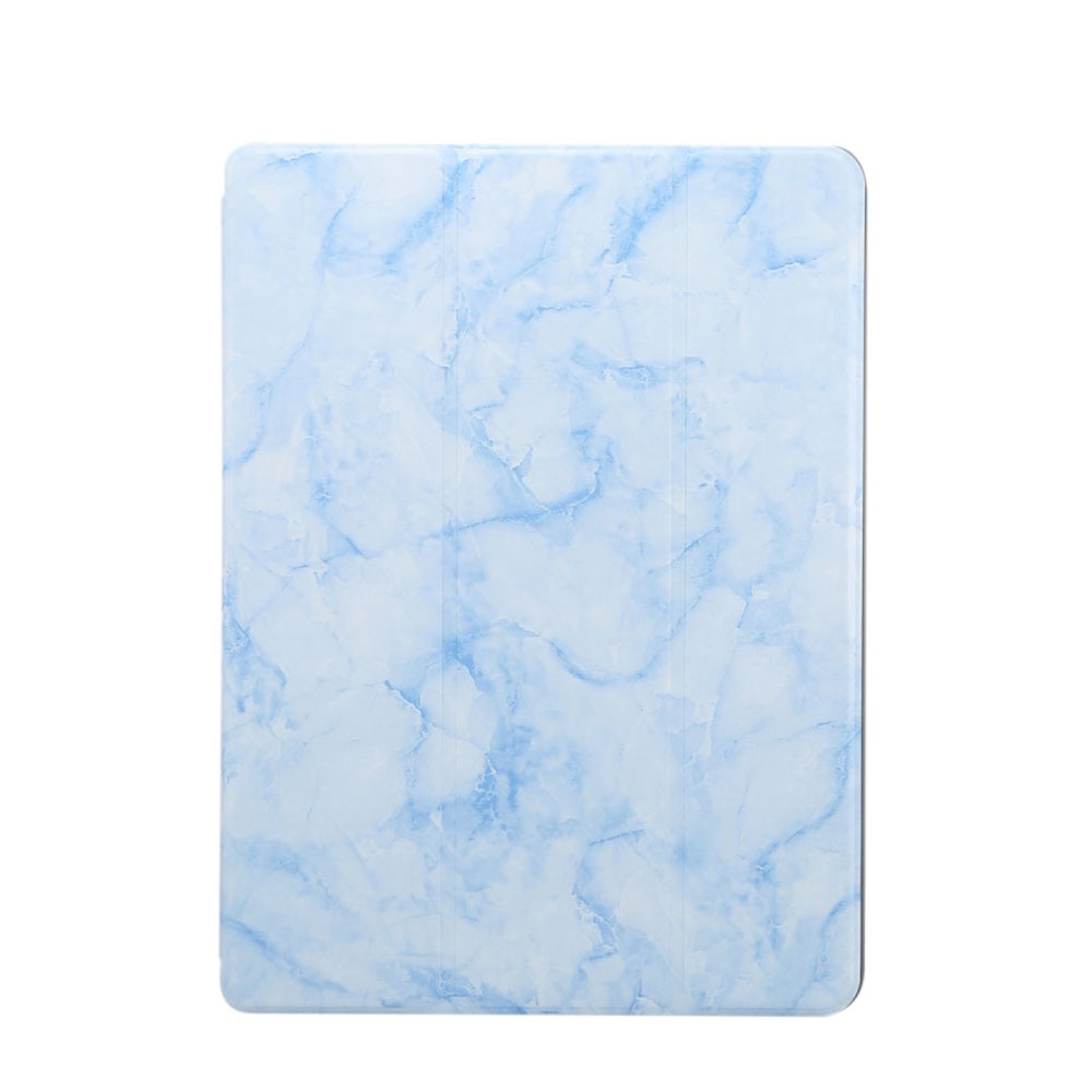 Image of iPad 10.2" (2021/2020/2019) Leder Smart Cover Gummi Schutzhülle + Apple Pencil Halter Marmor Optik - Blau bei Apfelkiste.ch