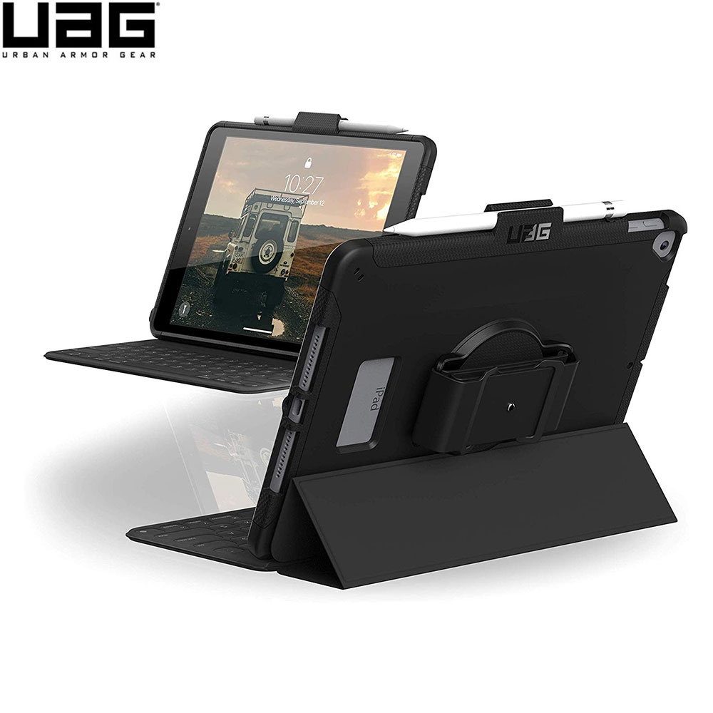 UAG Urban Armor Gear - iPad 10.2" (2020/2019) Outdoor Schutz Hülle Back Cover Scout mit Handschlaufe + Apple Pencil Halter (12191H114040) - Schwarz