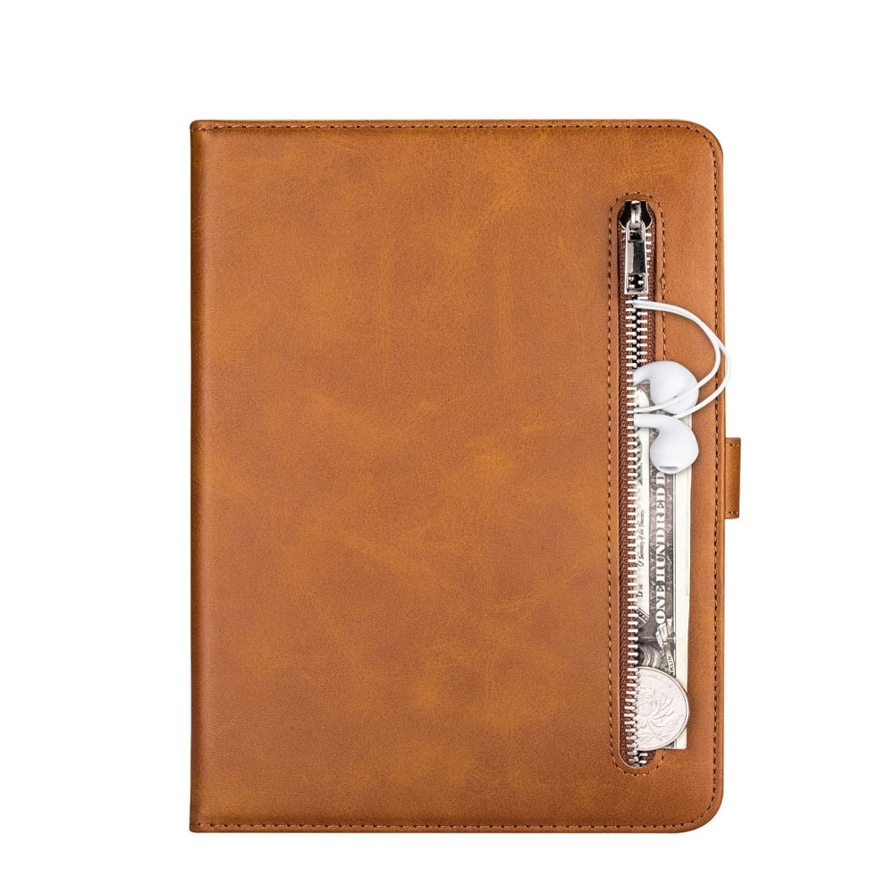 Image of iPad 2 / 3 / 4 Leder Tasche Flip Cover mit Reissverschluss - Braun bei Apfelkiste.ch