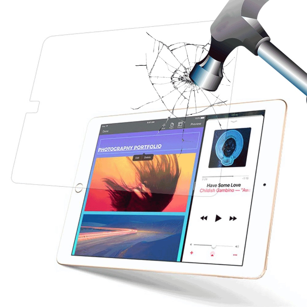 iPad 9.7" (2018/2017) Explosionsgeschützte Panzer Glas Display Schutzfolie + Putztuch