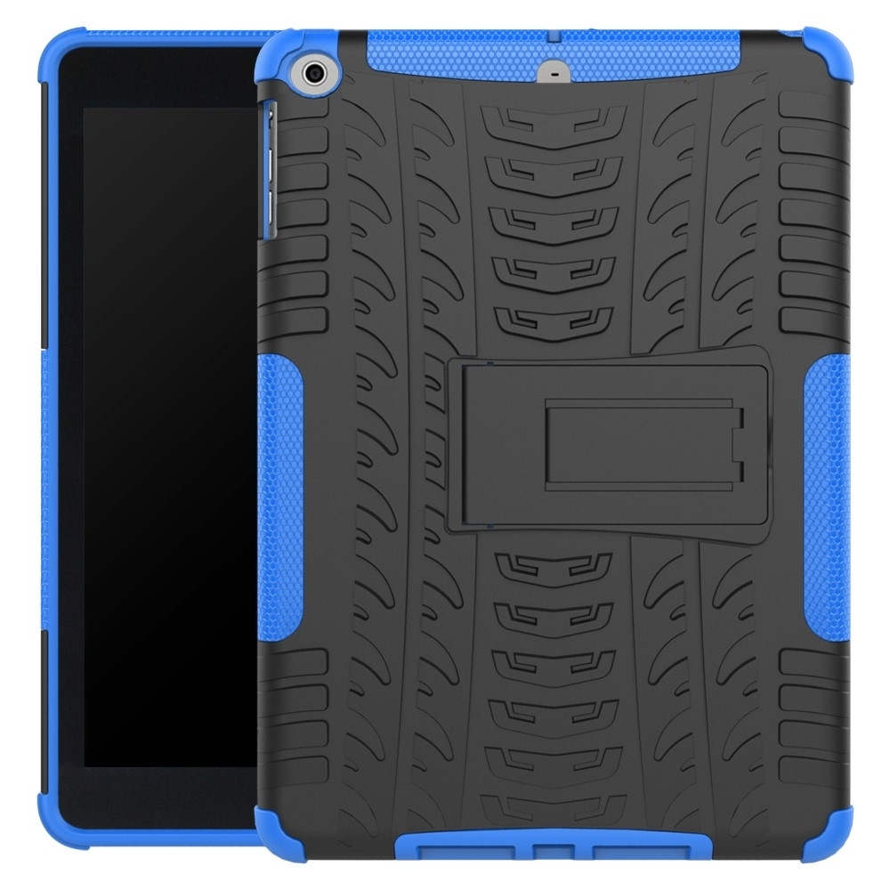 Image of iPad 9.7" (2018/2017) Hybrid 2in1 Gummi Case Hülle mit Aufsteller - Schwarz / Blau bei Apfelkiste.ch