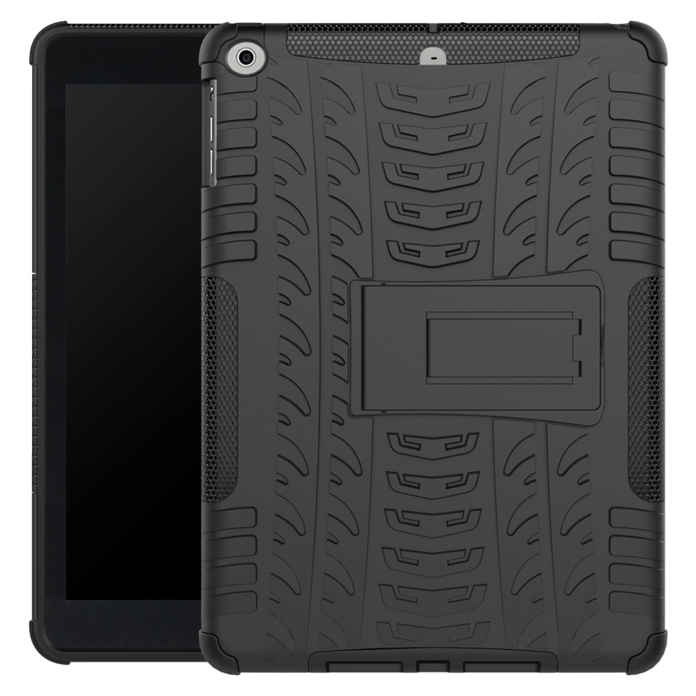 Image of iPad 9.7" (2018/2017) Hybrid 2in1 Gummi Case Hülle mit Aufsteller - Schwarz bei Apfelkiste.ch