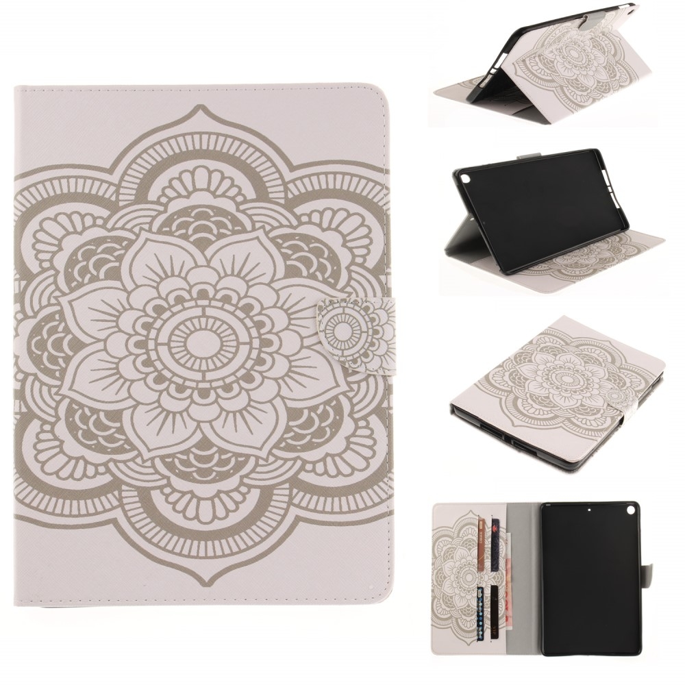 iPad 9.7" (2018/2017) Tasche Hülle Flipcase Aufsteller Mandala Flower - Weiss