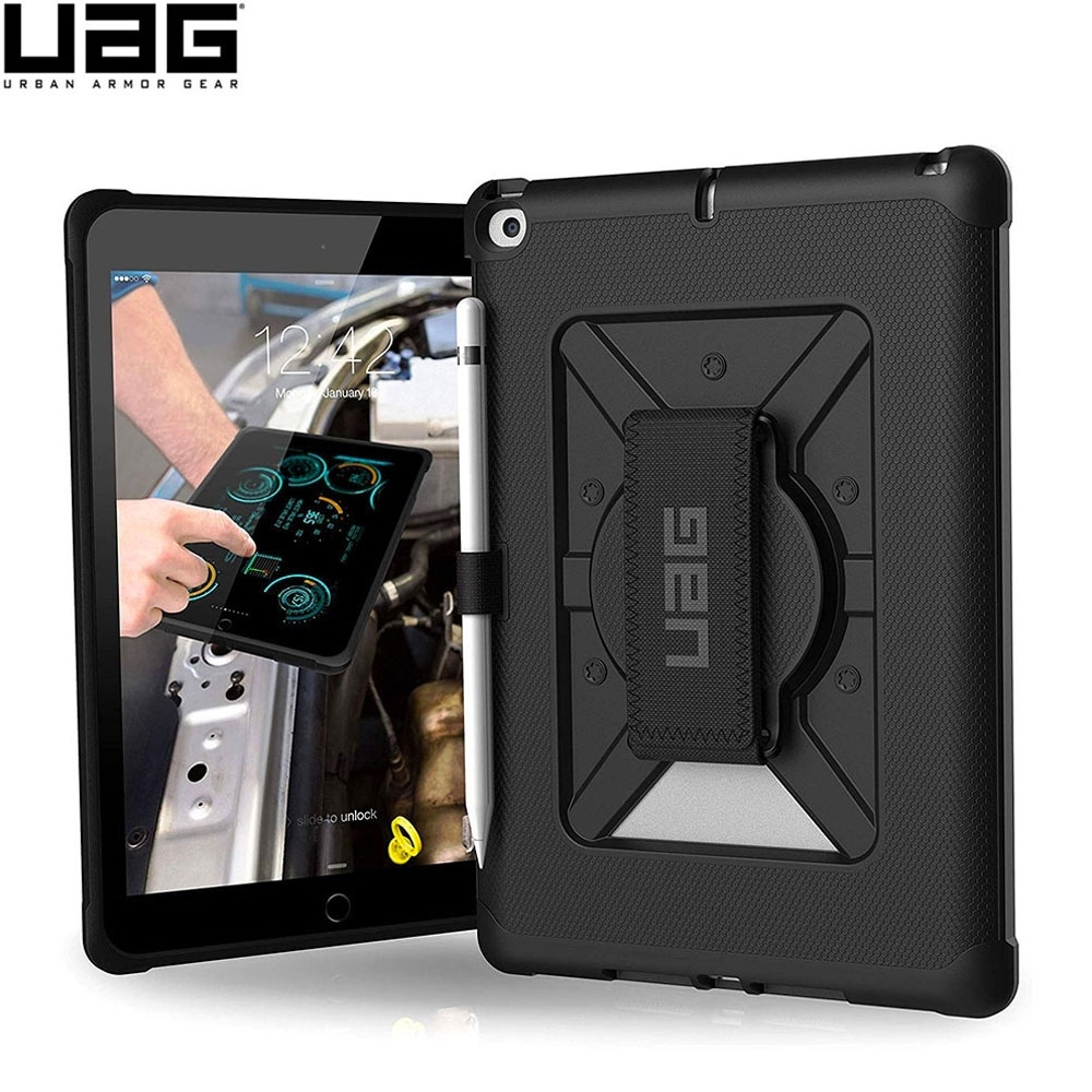 UAG Urban Armor Gear - iPad 9.7" (2018/2017) Schutzhülle Metropolis mit Handschlaufe Gurt (B-IPD17-HS-BK) - Schwarz