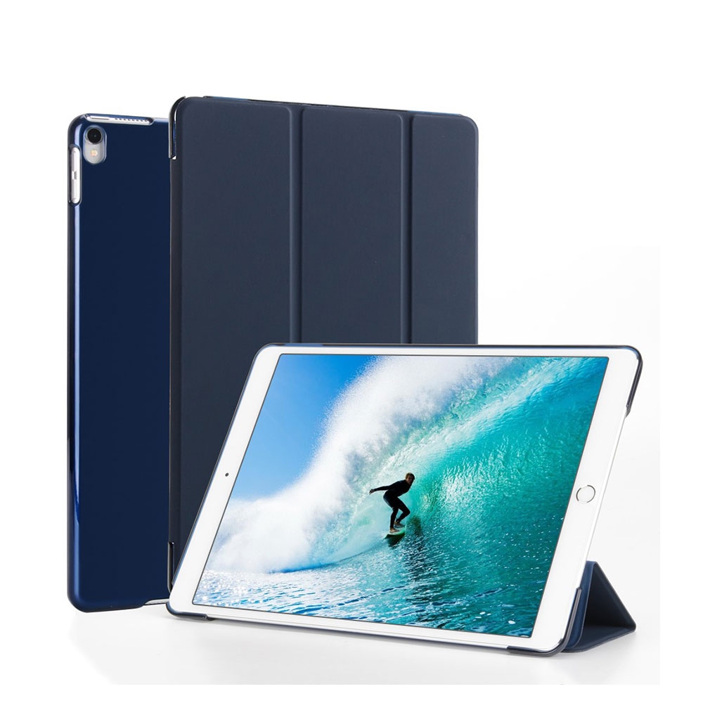 Image of iPad Air 10.5" (2019) / Pro 10.5" Leder Tasche Smart Cover Schutzhülle - Dunkelblau / Schwarz bei Apfelkiste.ch