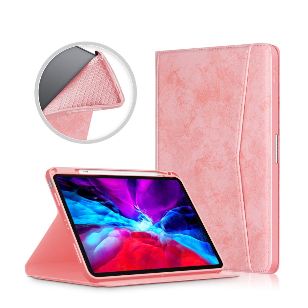 Image of iPad Air 10.9" (2022/2020) Vintage Leder Tasche Smart Case Hülle Apple Pencil Halterung - Rosa bei Apfelkiste.ch