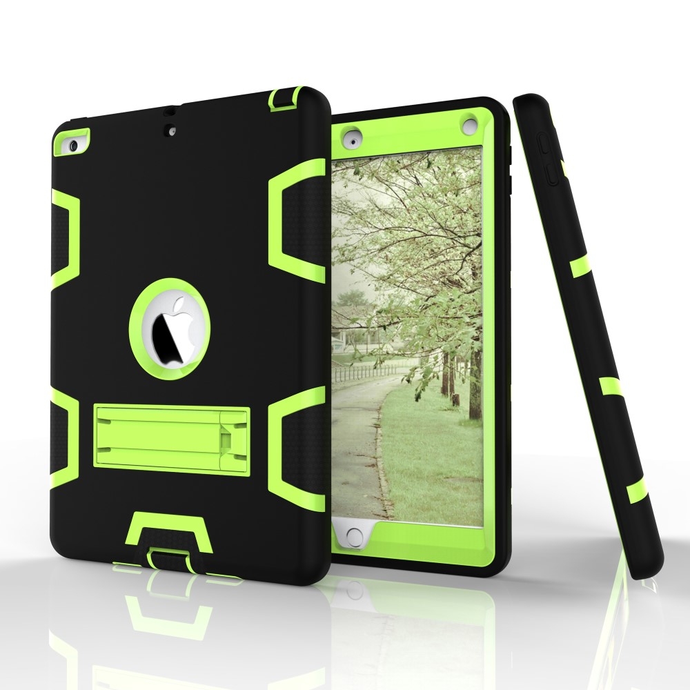 Image of iPad Air Hybrid Outdoor Gummi Case Hülle mit Aufsteller - Schwarz / Grün bei Apfelkiste.ch