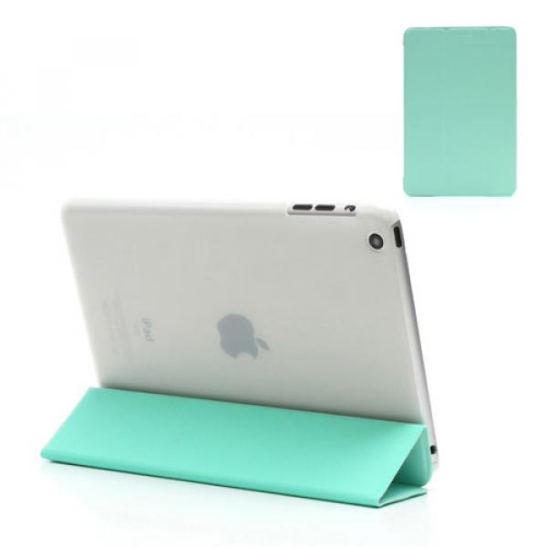 Image of iPad Mini 1 / 2 / 3 Leder Smart Cover Schutzhülle - Türkis / Transparent bei Apfelkiste.ch