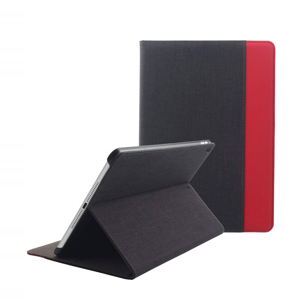 Image of iPad Air 10.5" (2019) / iPad Pro 10.5" Tasche mit Standfunktion Stoff Design - Schwarz / Rot bei Apfelkiste.ch