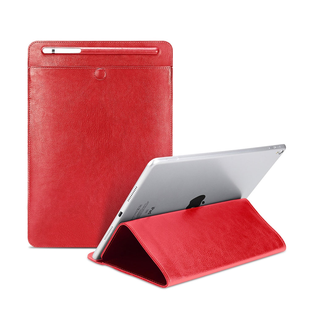 Image of iPad Air 10.5" / iPad Pro 10.5 / iPad Pro 11" (2021/2020/2018) / iPad 9.7" (2018) Leder Tasche mit Apple Pencil Halter + Aufstellfunktion - Rot bei Apfelkiste.ch