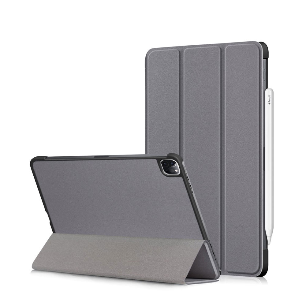 Image of iPad Pro 11" (2020) Leder Tasche Smart Cover Hülle - Grau bei Apfelkiste.ch