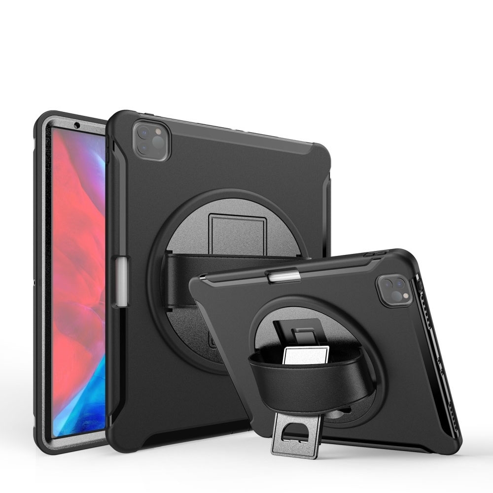 Image of iPad Air 10.9" (2022/2020) / iPad Pro 11" (2021/2020/2018) Hybrid Outdoor Case Hülle Handschlaufe + Schultergurt - Schwarz bei Apfelkiste.ch