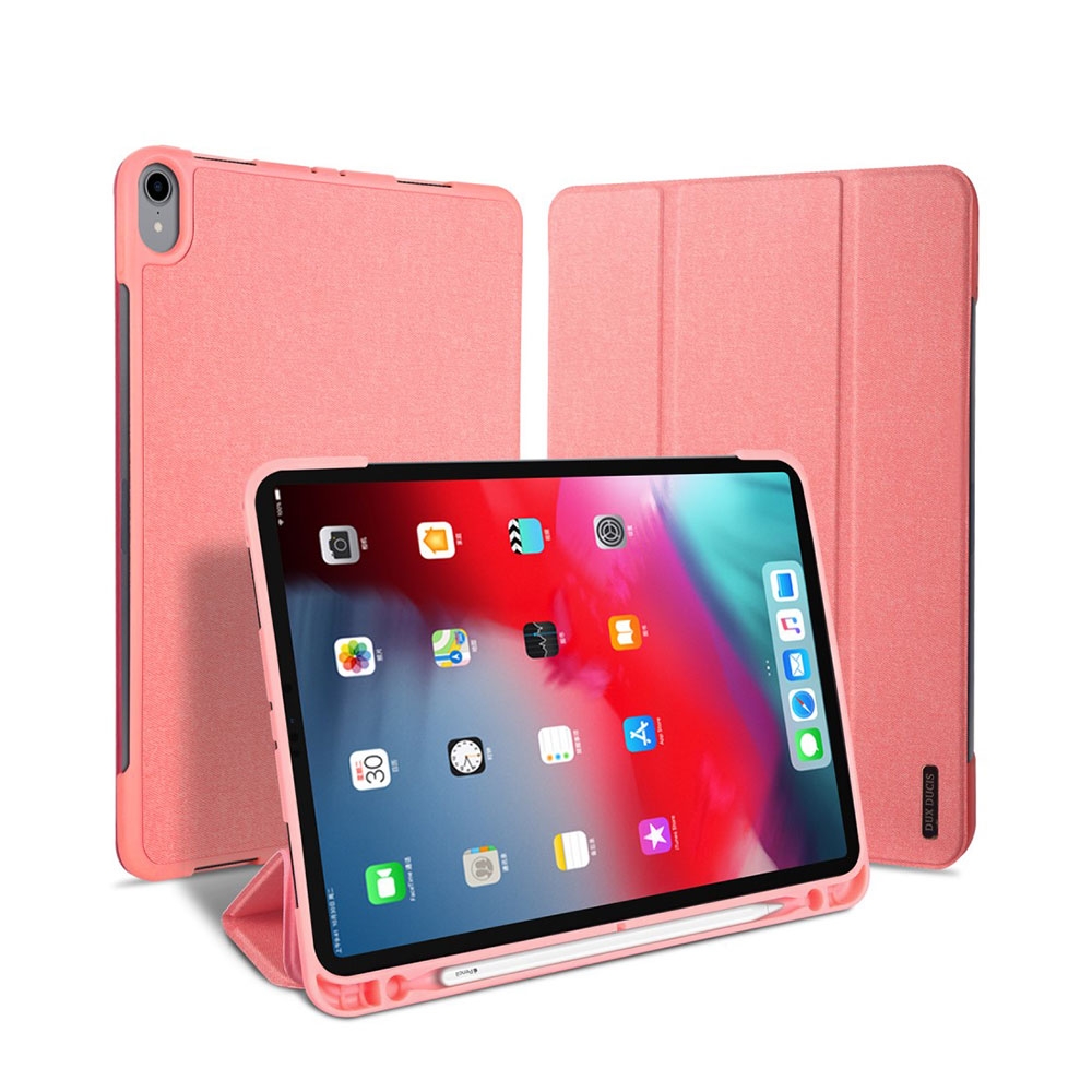Image of Dux Ducis - iPad Pro 11" (2018) Tasche Smart Cover Hülle Stoff Design mit Apple Pencil Halter - Rosa bei Apfelkiste.ch