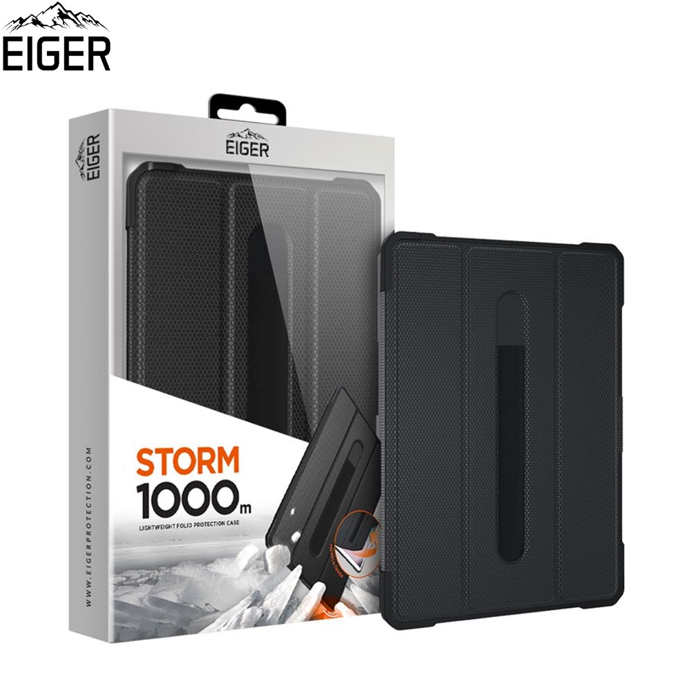 iPad Pro 12.9" (2018) Storm 1000m Hybrid Outdoor Hardcase Hülle Handschlaufe und Schultergurt + Apple Pencil Halter (EGSR00102) - Schwarz