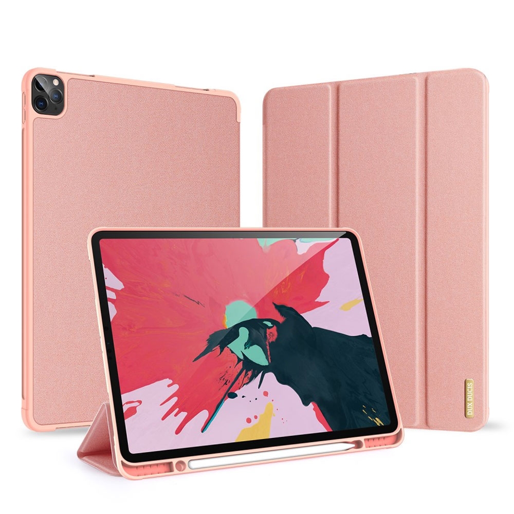 Image of Dux Ducis - iPad Pro 12.9" (2020/2018) Tasche Smart Cover Hülle Stoff Design mit Apple Pencil Halterung - Rosa bei Apfelkiste.ch