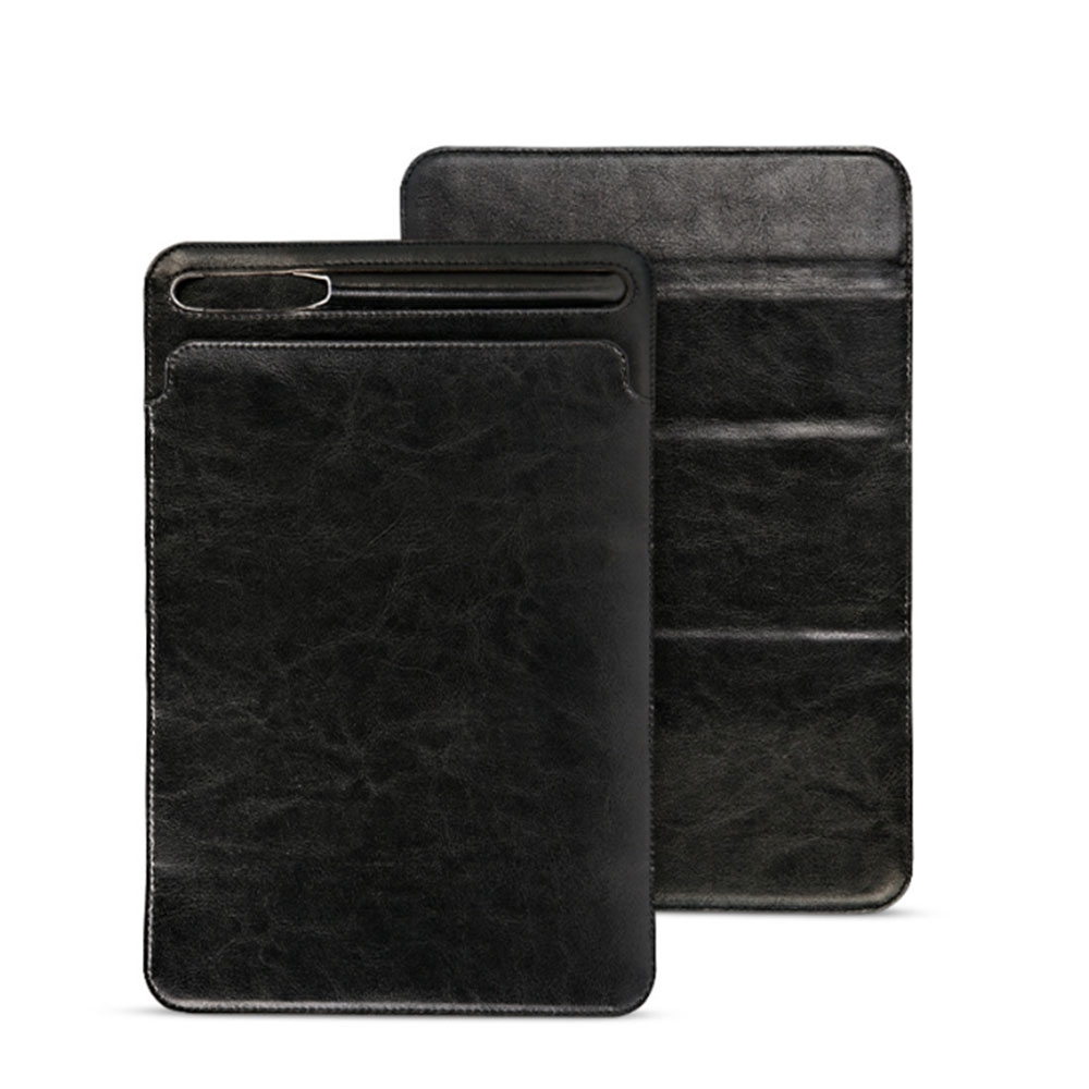 Image of iPad Pro 12.9" (2021/2020/2018/2017/2015) Leder Tasche mit Apple Pencil Halter mit Aufstellfunktion - Schwarz bei Apfelkiste.ch