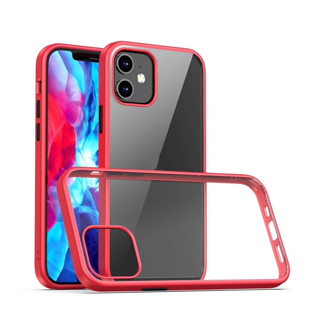 Image of IPAKY - iPhone 12 Mini Hybrid Schutz Hardcase Hülle - Rot / Transparent bei Apfelkiste.ch
