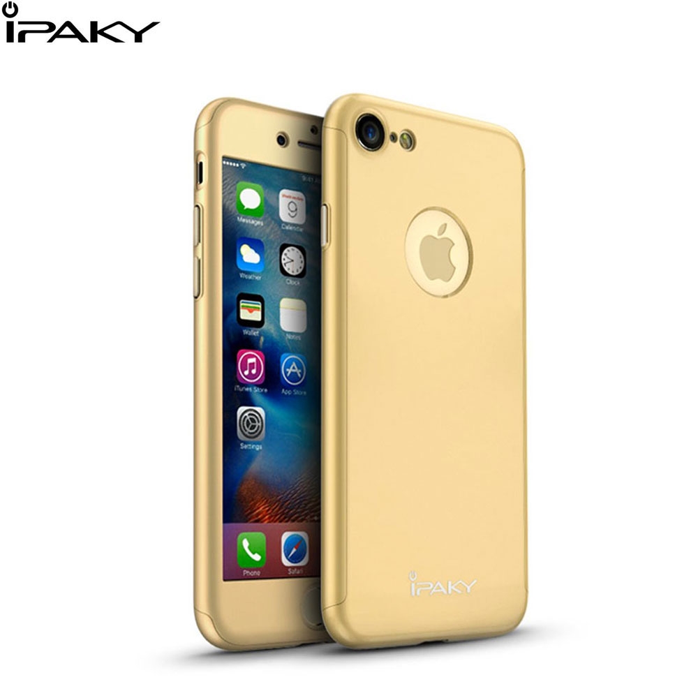 iPhone 8 / iPhone 7 Dual Hardcase Schutzhülle + Panzer Glas Display Schutzfolie - Gold