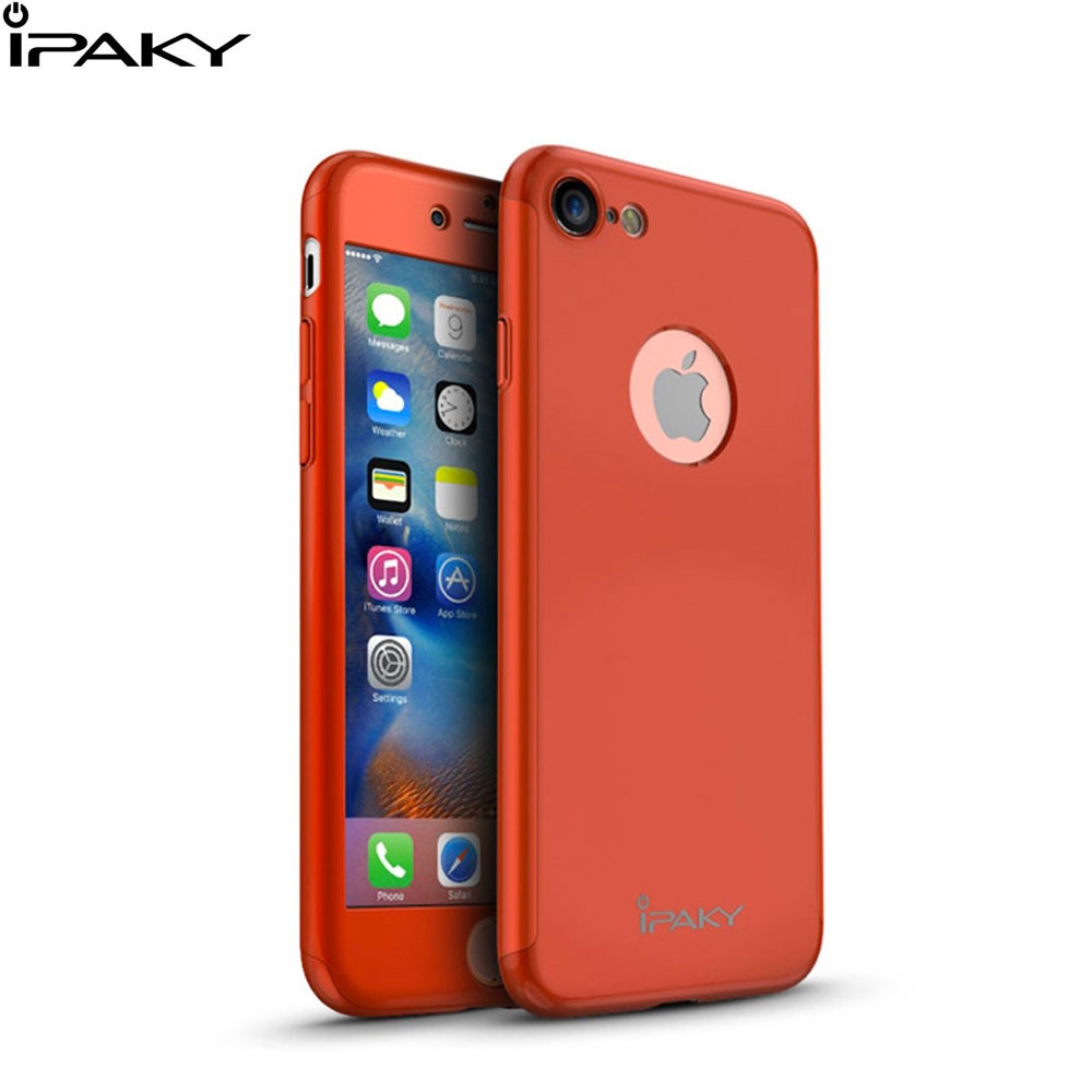 iPhone 8 / iPhone 7 Dual Hardcase Schutzhülle + Panzer Glas Display Schutzfolie - Rot