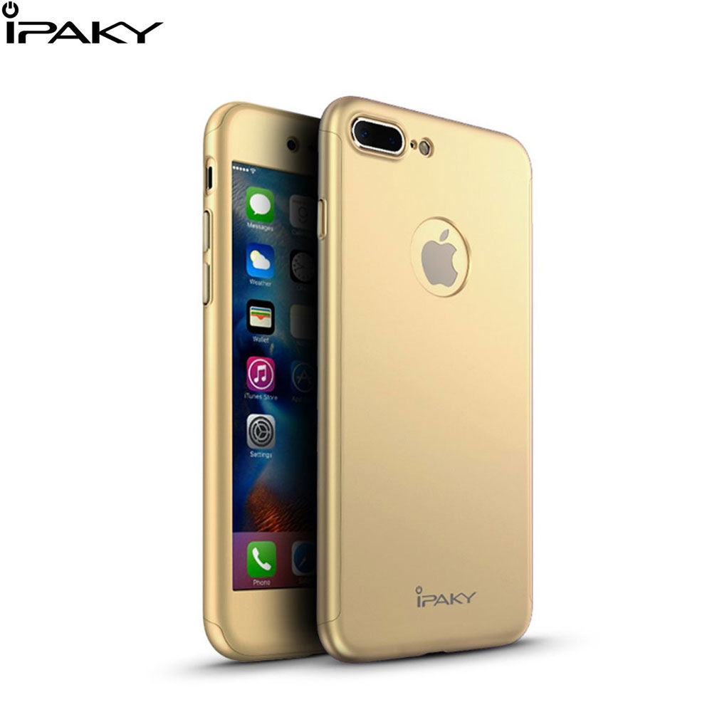 iPhone 8 Plus / 7 Plus Dual Hardcase Schutzhülle + Panzer Glas Display Schutzfolie - Gold