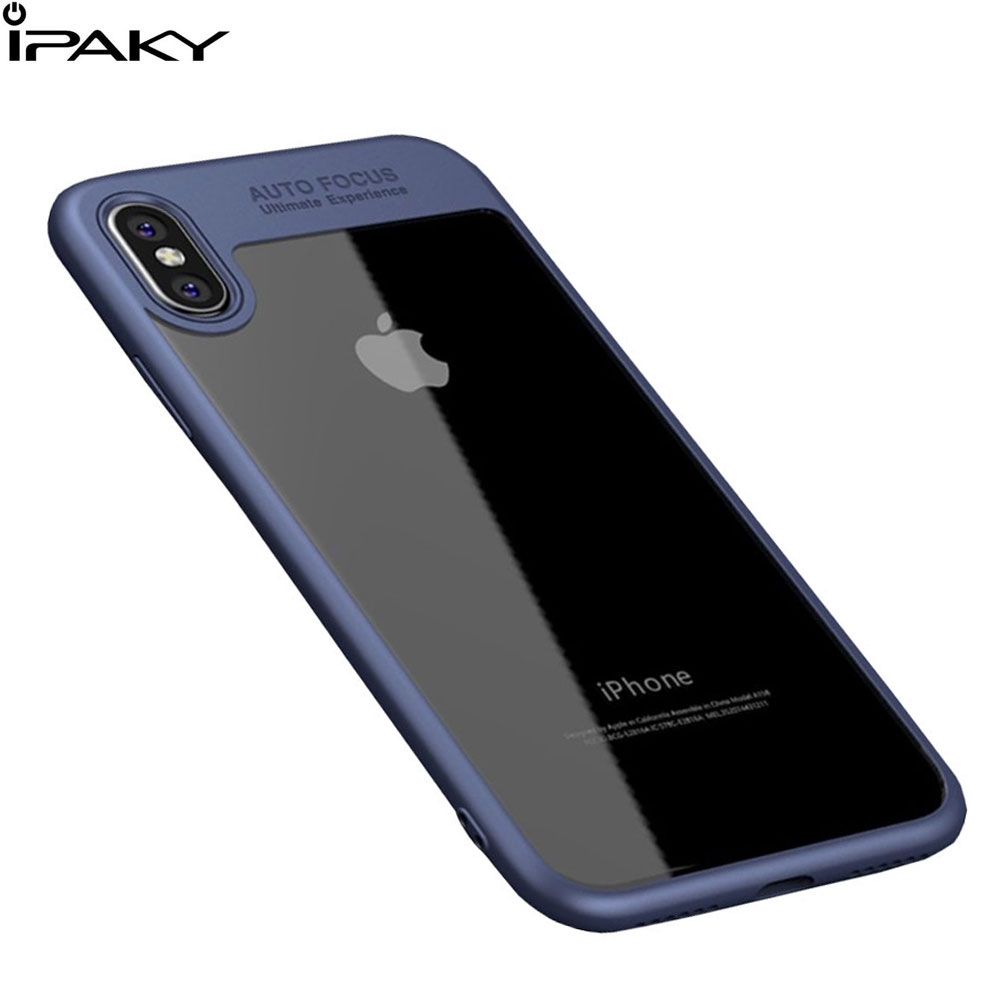 iPhone X Hybrid TPU Bumper Hardcase Hülle - Transparent / Blau