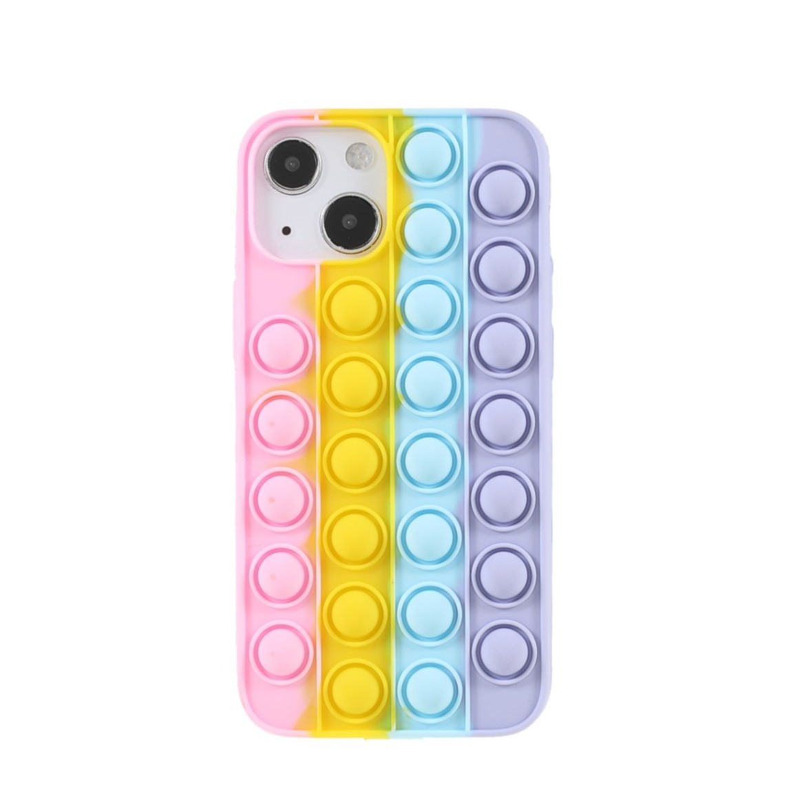 Image of 2in1 iPhone 13 Silikon Bubbles Hülle + Anti Stress Pop It Fidget Rainbow Rückseite - Rosa bei Apfelkiste.ch