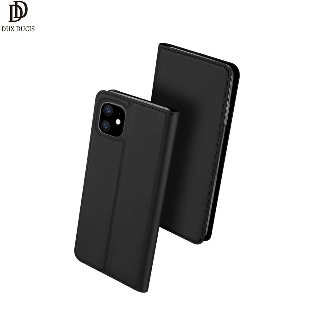 iPhone 11 Flip Wallet Cover Leder Tasche - Schwarz