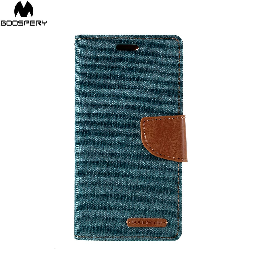Mercury Goospery - iPhone 11 Stoff Tasche Karten Etui Canvas Diary - Grün / Braun