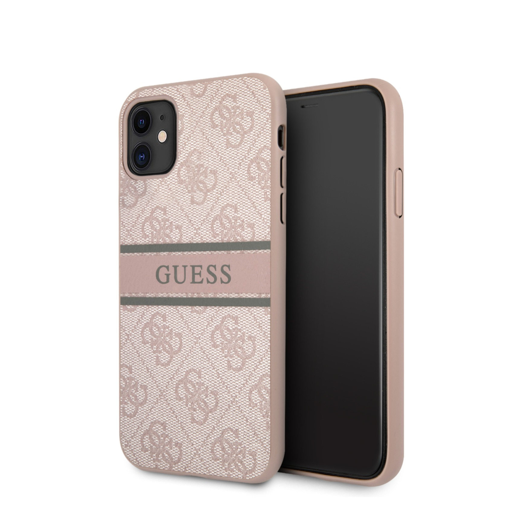 Image of Guess - iPhone 11 Leder Hardcase Hülle Streifen Logo (GUHCN614GDPI) - Rosa bei Apfelkiste.ch