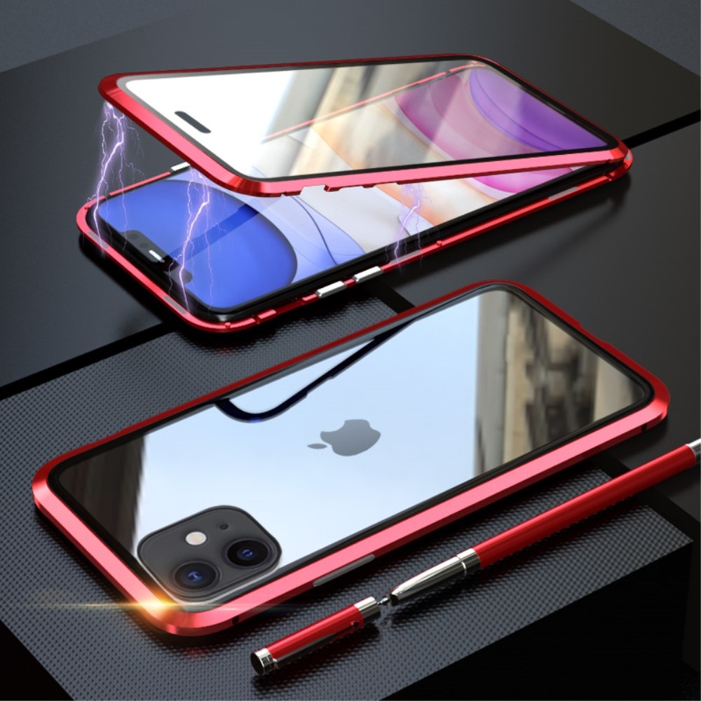 Image of iPhone 11 Magnetische Alu Schutzhülle mit Panzer Glas Backcover + Displayschutz (Magnet-Technologie) - Rot bei Apfelkiste.ch