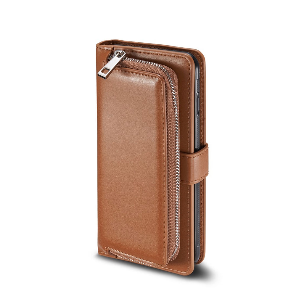 iPhone 11 Pro 2in1 Leder Tasche mit Kartenfach Etui + Magnet Hülle - Braun