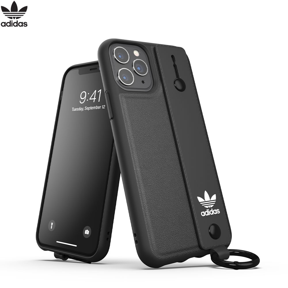 iPhone 11 Pro Leder Hülle Hand Strap Grip Case (37605) - Schwarz