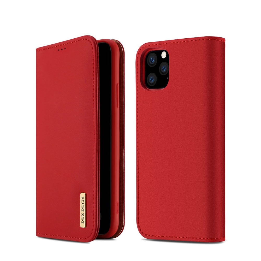 Image of Dux Ducis - iPhone 11 Pro Flip Wallet Cover Echtleder Tasche Wish Series - Rot bei Apfelkiste.ch