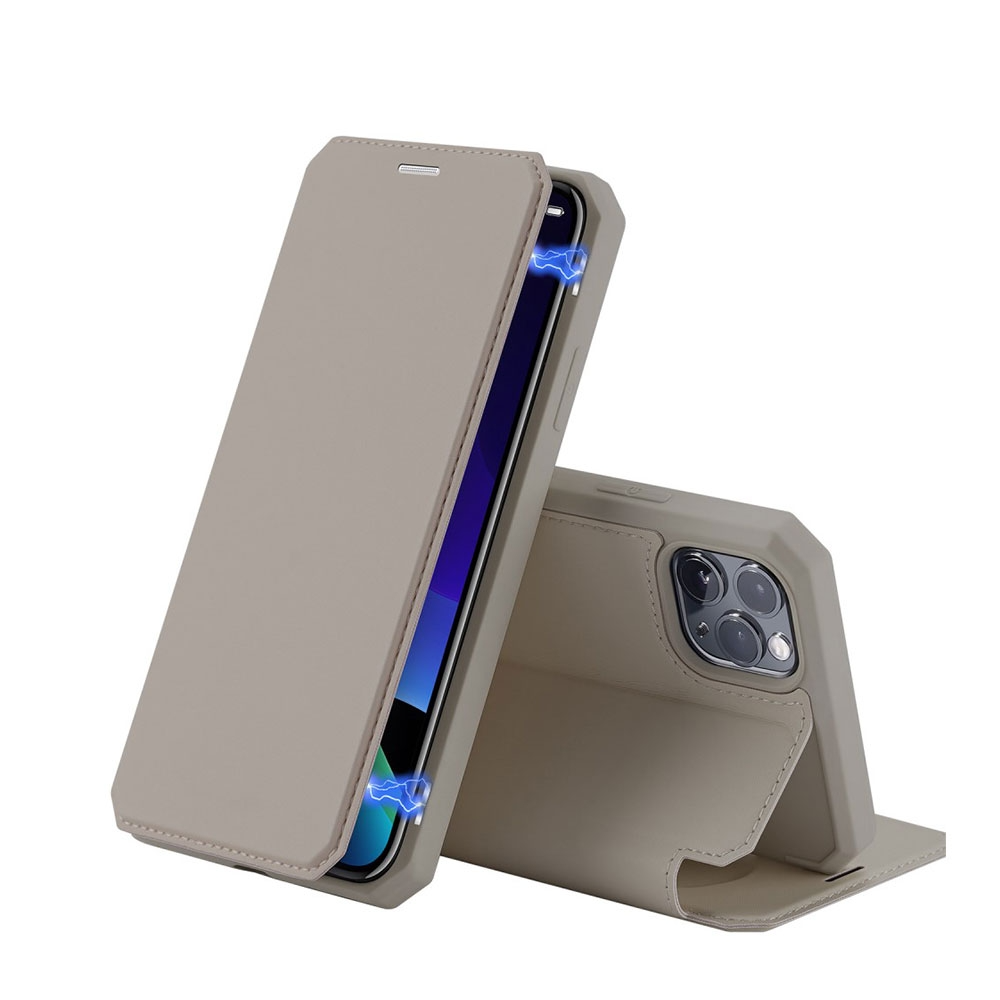 Image of Dux Ducis - iPhone 11 Pro Magnet Flip Wallet Cover Leder Tasche - Braun / Grau bei Apfelkiste.ch