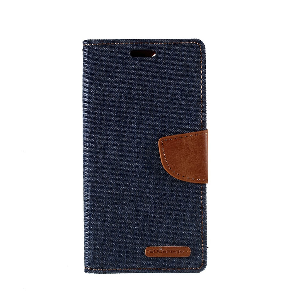 Image of Mercury Goospery - iPhone 11 Pro Stoff Tasche Karten Etui Canvas Diary - Dunkelblau / Braun bei Apfelkiste.ch