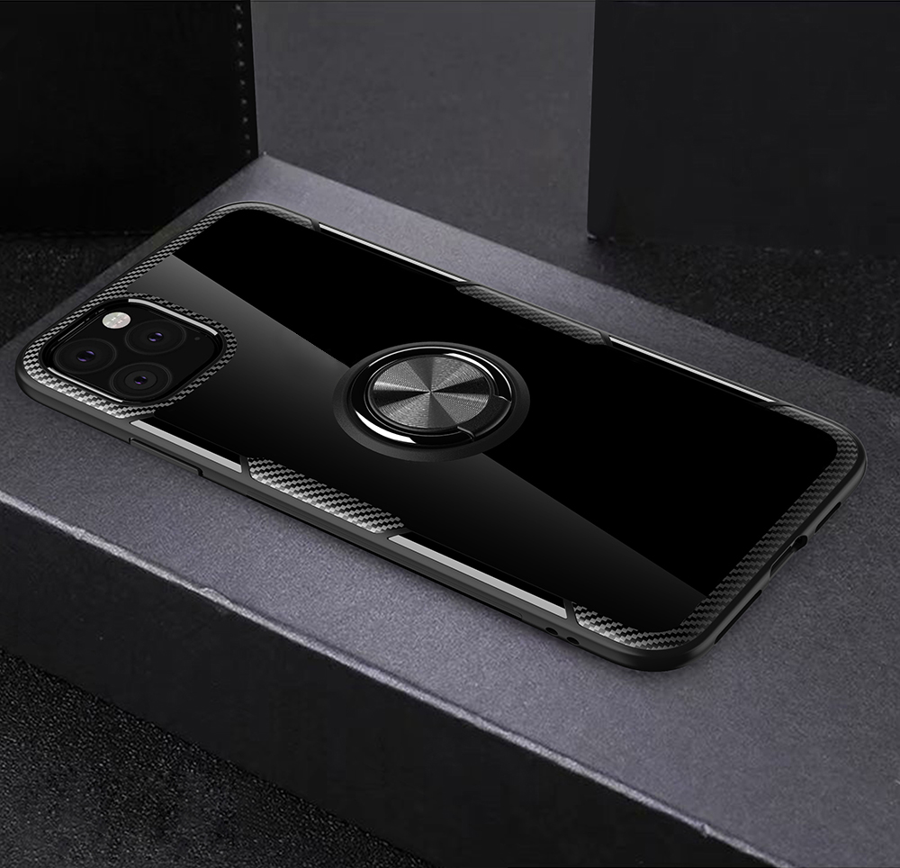 Image of iPhone 11 Pro Hybrid Hardcase Hülle + Magnetischer Kickstand Haltering - Schwarz bei Apfelkiste.ch